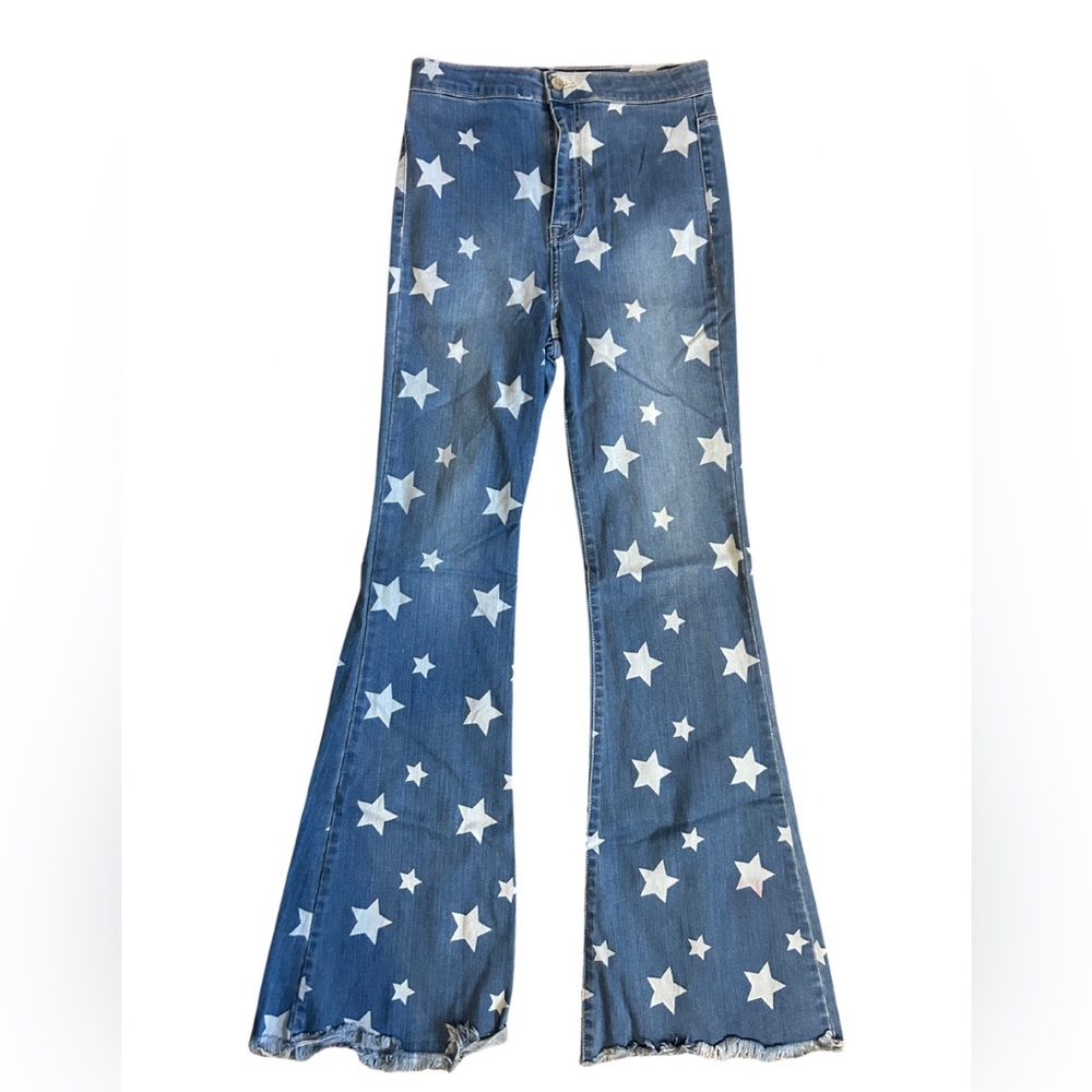 Bell bottom jeans with stars all over